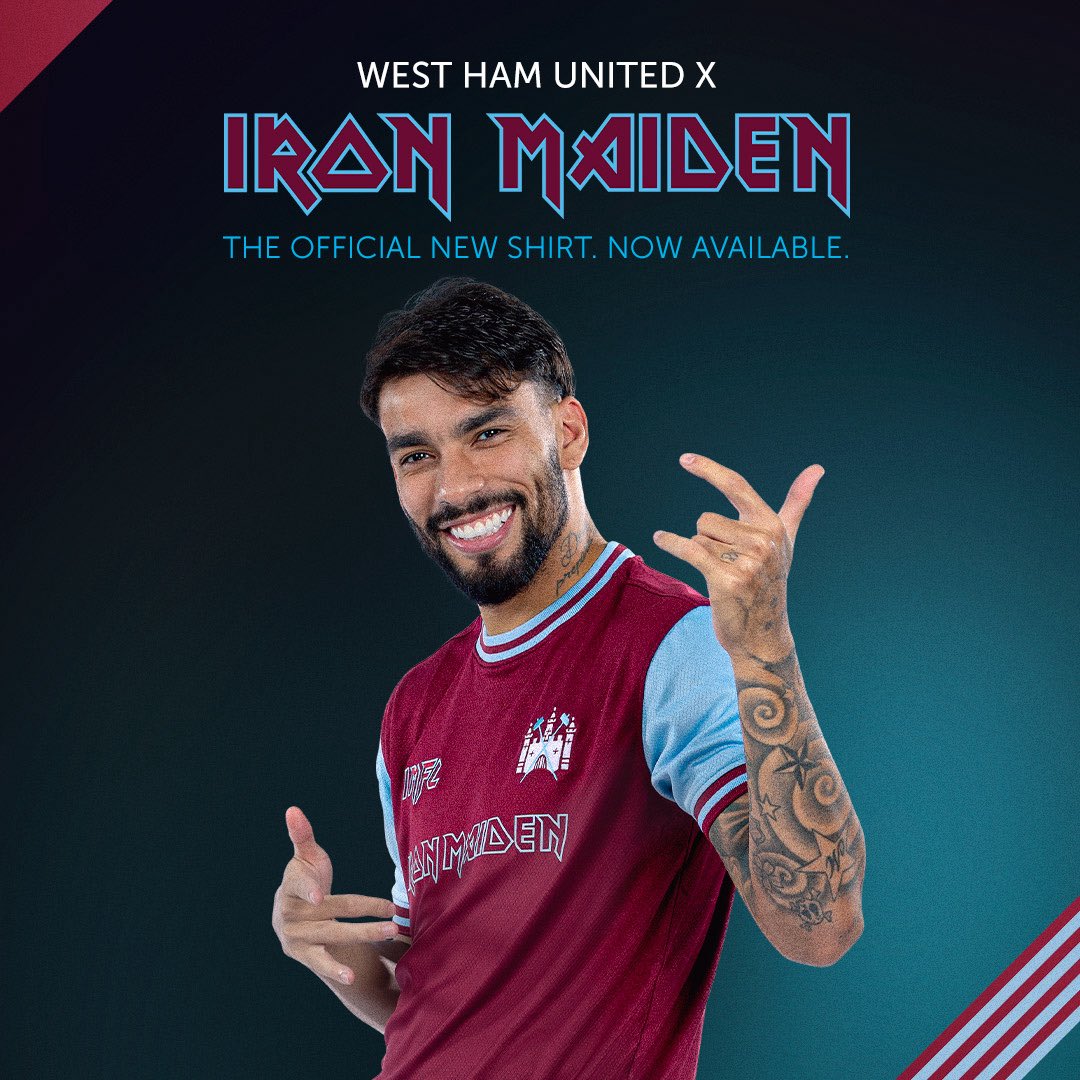WEST HAM e IRON MAIDEN lançam camisa comemorativa de 50 anos da banda e de conquista do clube
