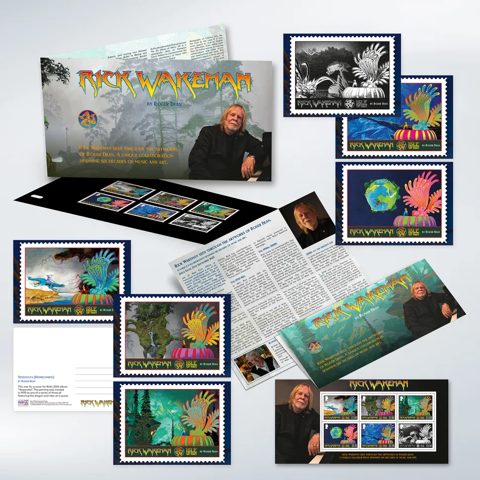 RICK WAKEMAN é homenageado com coleção de selos ilustrados por Roger Dean